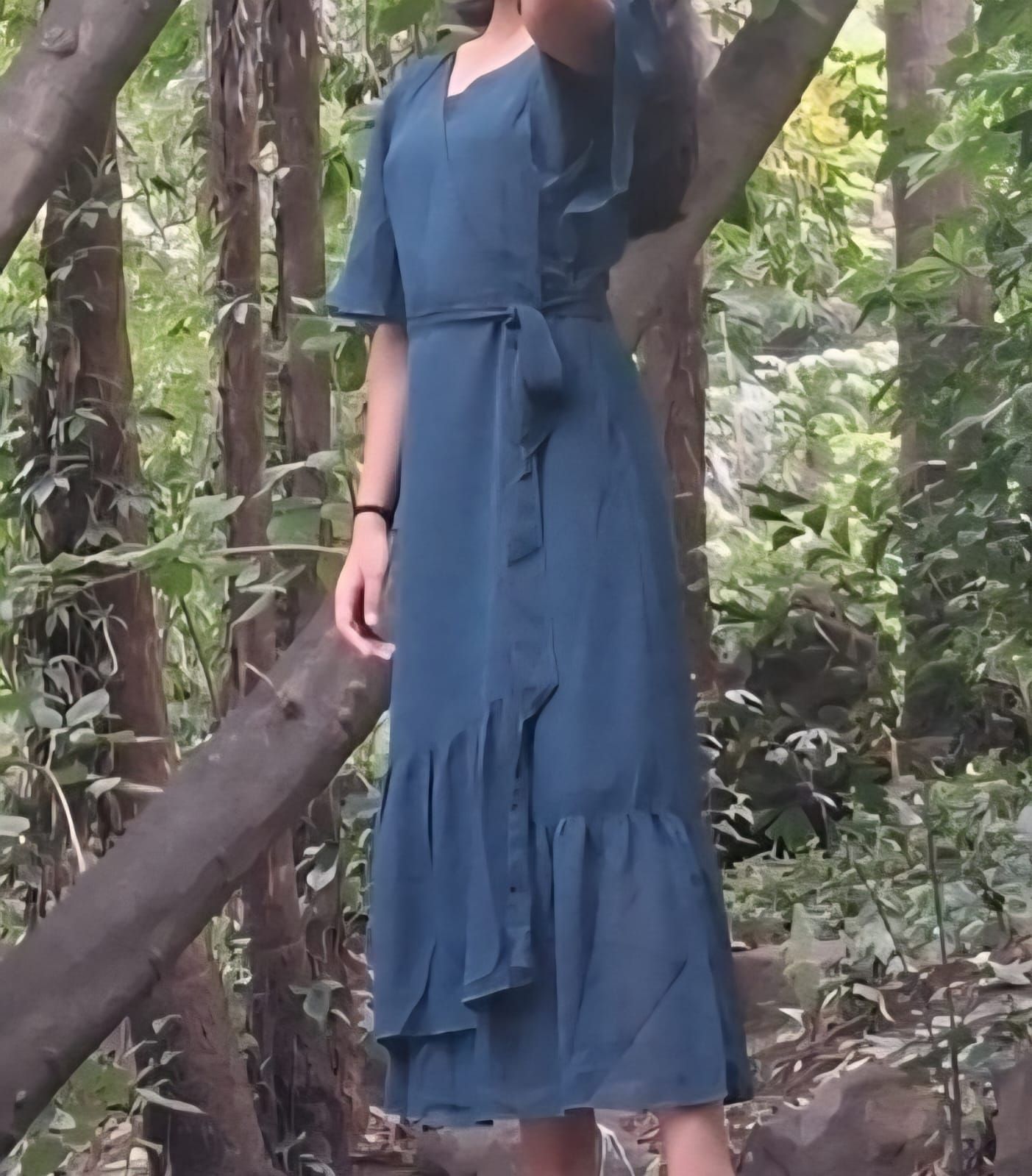 V neck Wrap Dress - Image 2