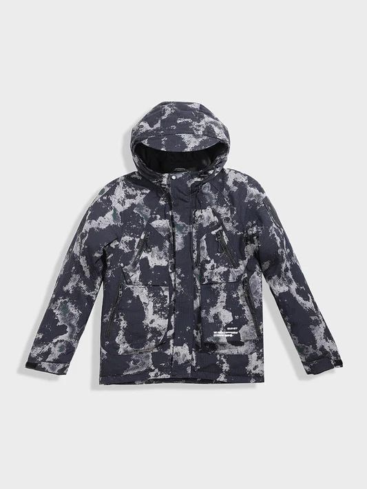 Men's Black Regular Fit Printed Casual Winter Jacket - Image 1