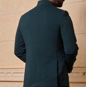 	Green Classic Knit Bandhgala - Image 2