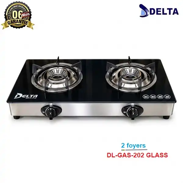 Plaque à gaz 2 foyers Delta DL-GAS-202 GLASS – 6 mois