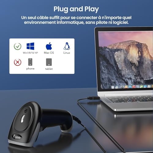 Vue 3 de Eyoyo Lecteur Codes Barres