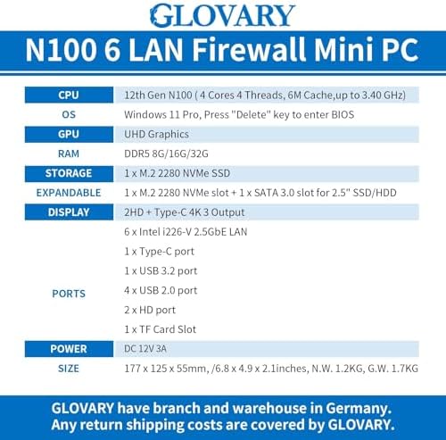Vue 6 de Glovary Firewall Mini Pc