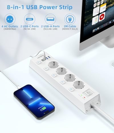 Vue 2 de Multiprise Prises Avec Usb