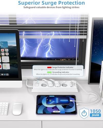 Vue 5 de Multiprise Prises Avec Usb