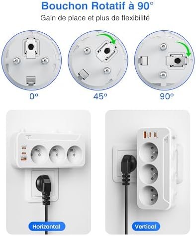 Vue 2 de Multiprise Avec Interrupteur Individuelfiche