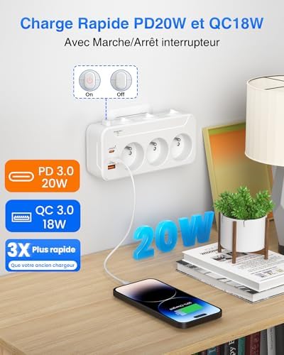 Vue 5 de Multiprise Avec Interrupteur Individuelfiche