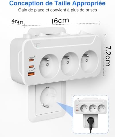 Vue 6 de Multiprise Avec Interrupteur Individuelfiche