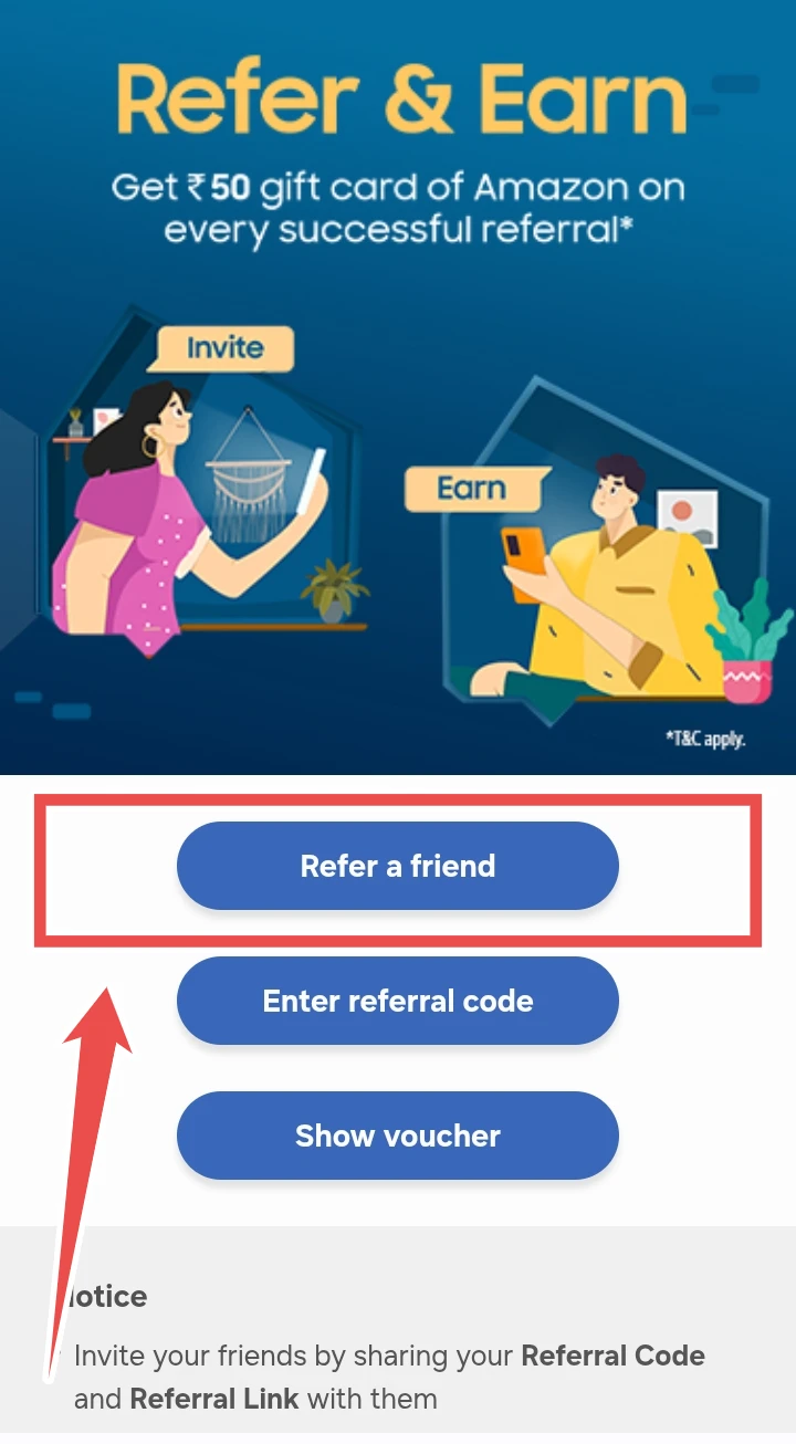 Samsung wallet refer and earn banner