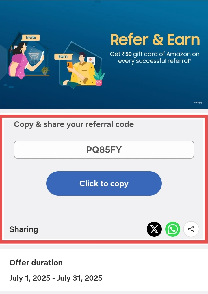 Copy referral code