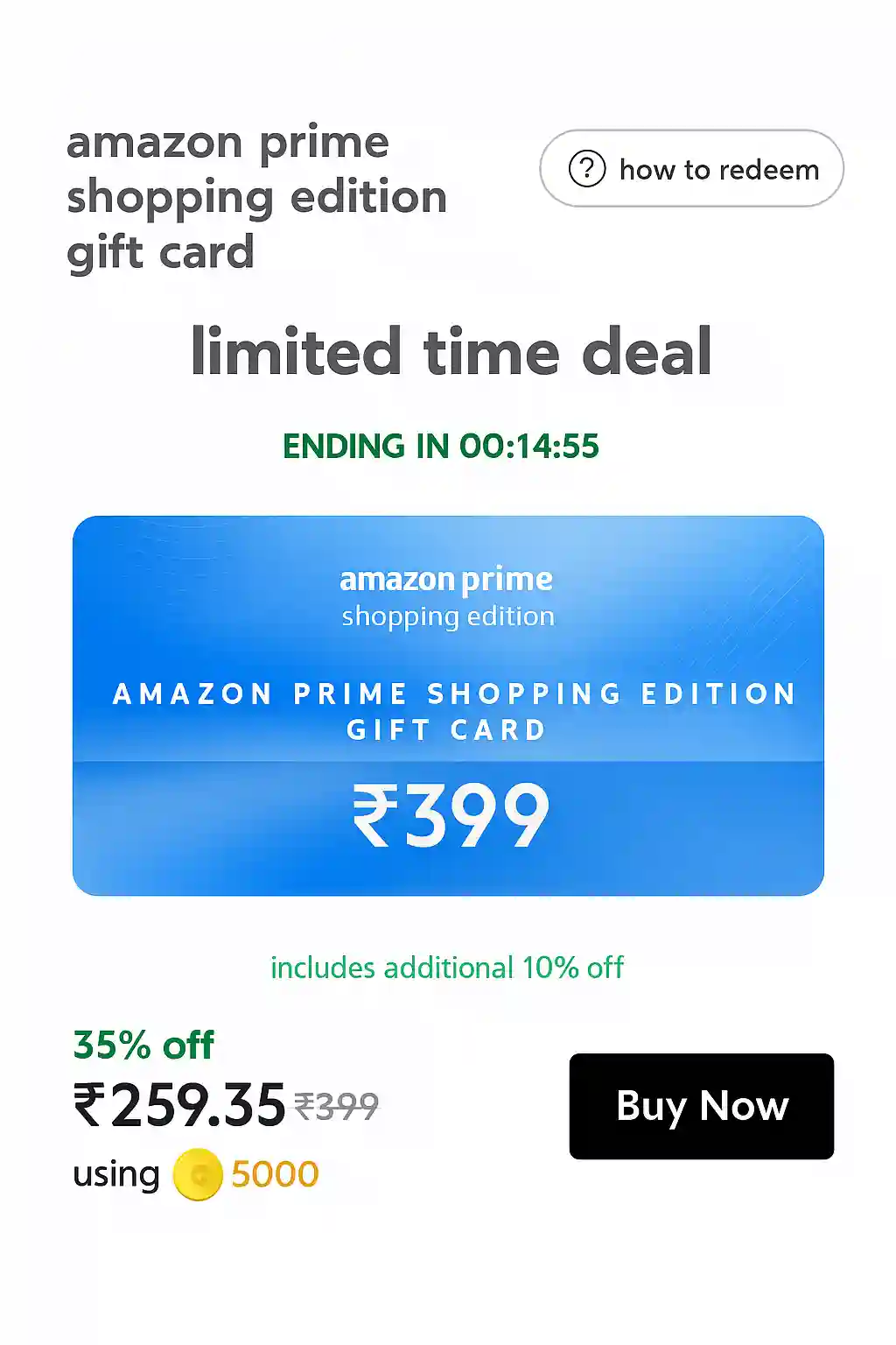 Amazon Prime Shopping Edition on Cred