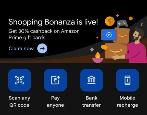 Amazon Prime voucher on Google Pay