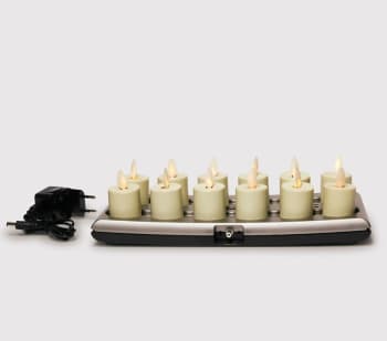 LED telys Ø40mm, 12 pk m ladestasjon