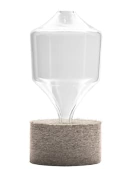 Vase i glass og filt m/smal åpning
