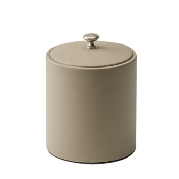 Isbøtte i skinn/rustfritt stål, beige