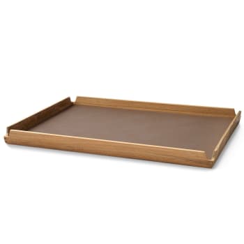Brett i teak AIRY 37x47cm m/skinninnlegg, Nupo Truffle/Teak
