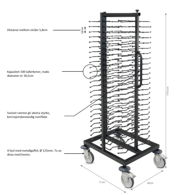 Tallerkenstativ 100 tallerkener