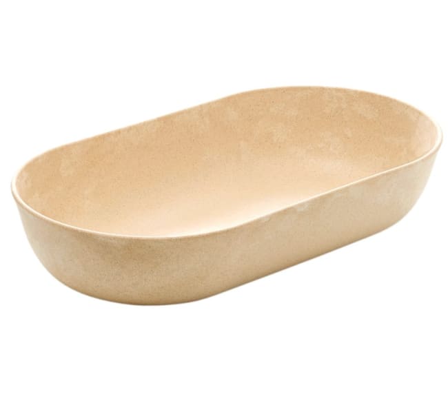 Dypt ovalt fat i trefiber/plast 350x190x70mm LUUPS, Sand
