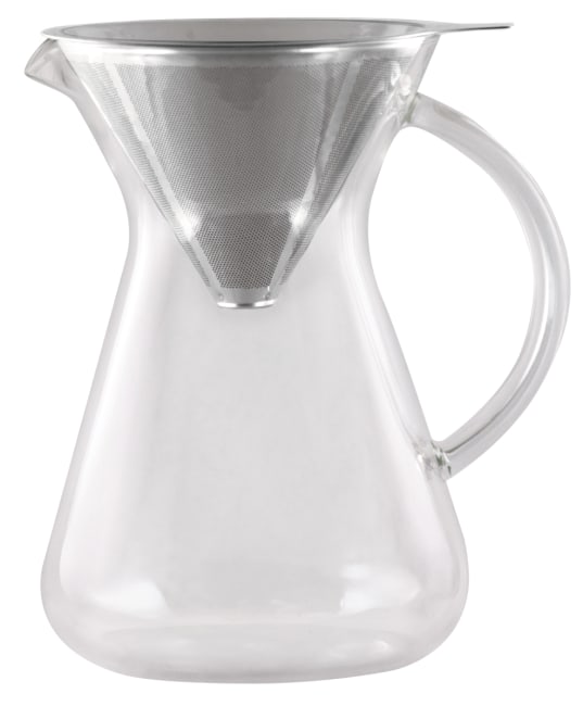 Kaffe kolbe i glass med filter SØLV
