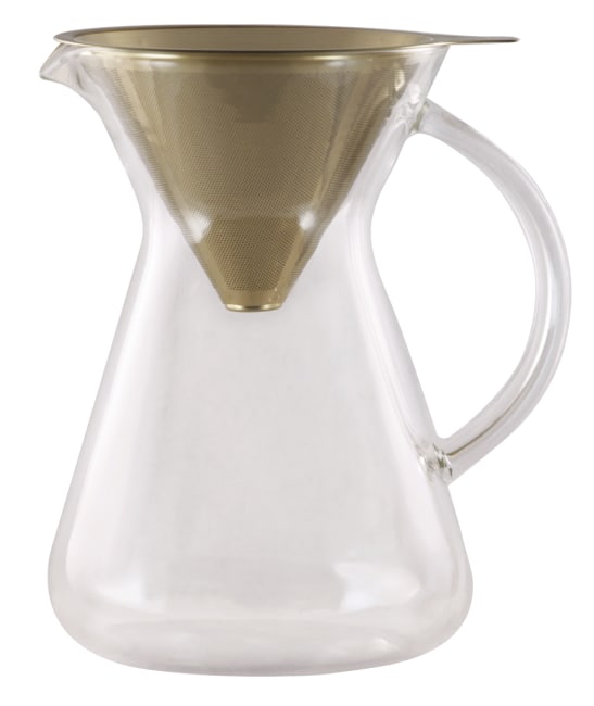 Kaffe kolbe i glass med filter GULL