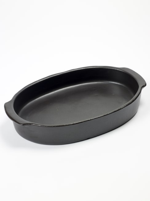 Ovalt ovnsfat/serveringsform 370x260x65mm PURE, Sort