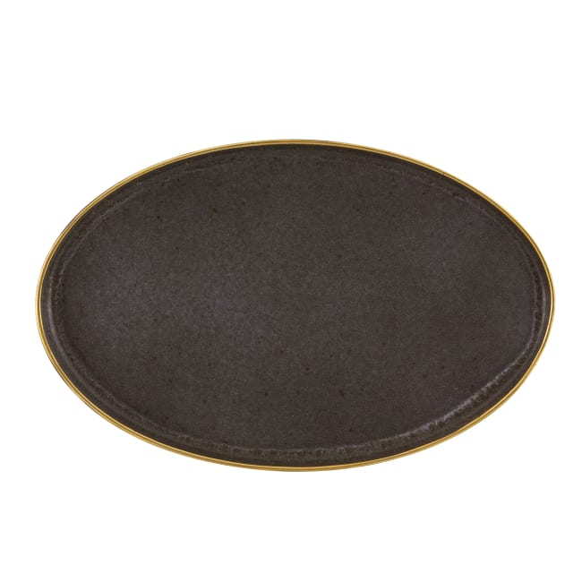 GOLD STONE tallerken oval 410x260, brun