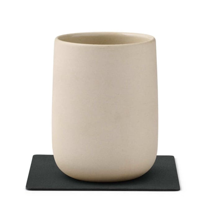 Glassunderlag/Coaster skinn 10x10cm Sort