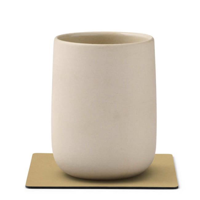 Glassunderlag/Coaster skinn 10x10cm Khak