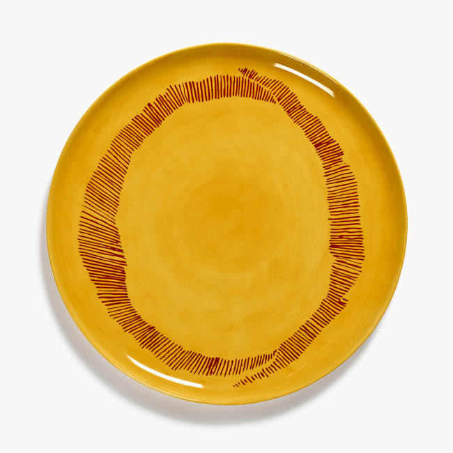 Rundt porselensfat Ø:350mm FEAST, Gul striper
