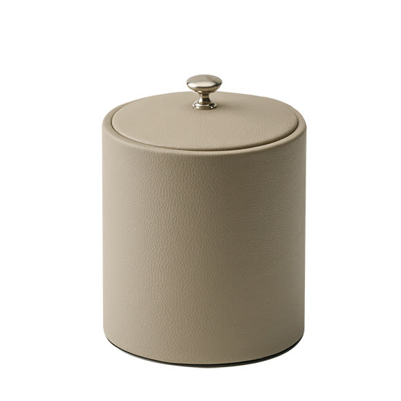 Isbøtte i skinn/rustfritt stål, beige