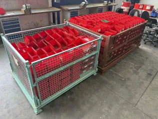 Lot of plastic boxes