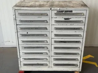 Drawer cabinet with twist drills