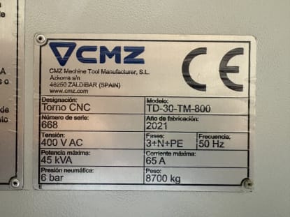 CMZ TD-30-TM-800 CNC Turning & Milling Centre - Image 8