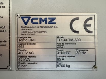 CMZ TD-30-TM-800 CNC Turning & Milling Centre - Image 9