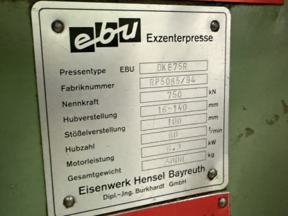 EBU DKE 75 R Exzenterpresse - Image 14