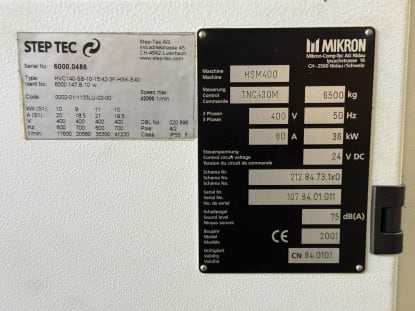 MIKRON HSM400 CNC Universal Machining Centre