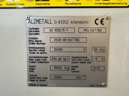 ALZMETALL GS1000 5-Axis Universal Milling Machine