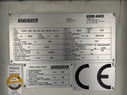 LOIRE SAFE EDIMC 2500-600-200/50-25/22-17 Hydraulic Press