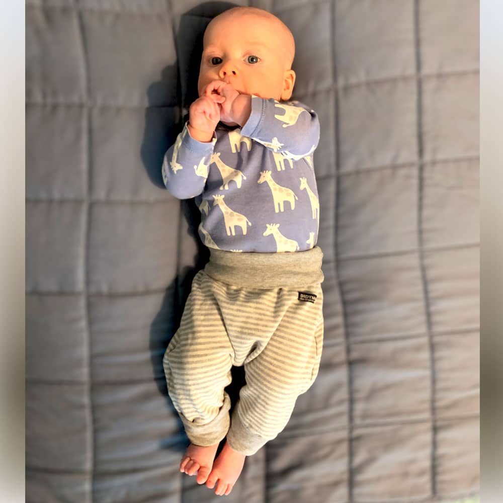 Grow With Me Trousers Jersey Stripes Silver