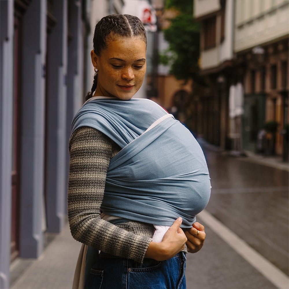 Baby Wrap Sling Jersey Doubleface Smoke Blue