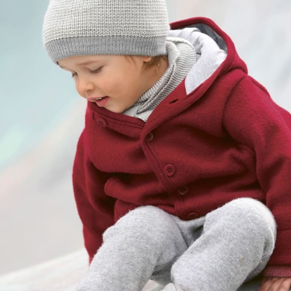 Hoodie Jacket boiled wool plum bordeaux