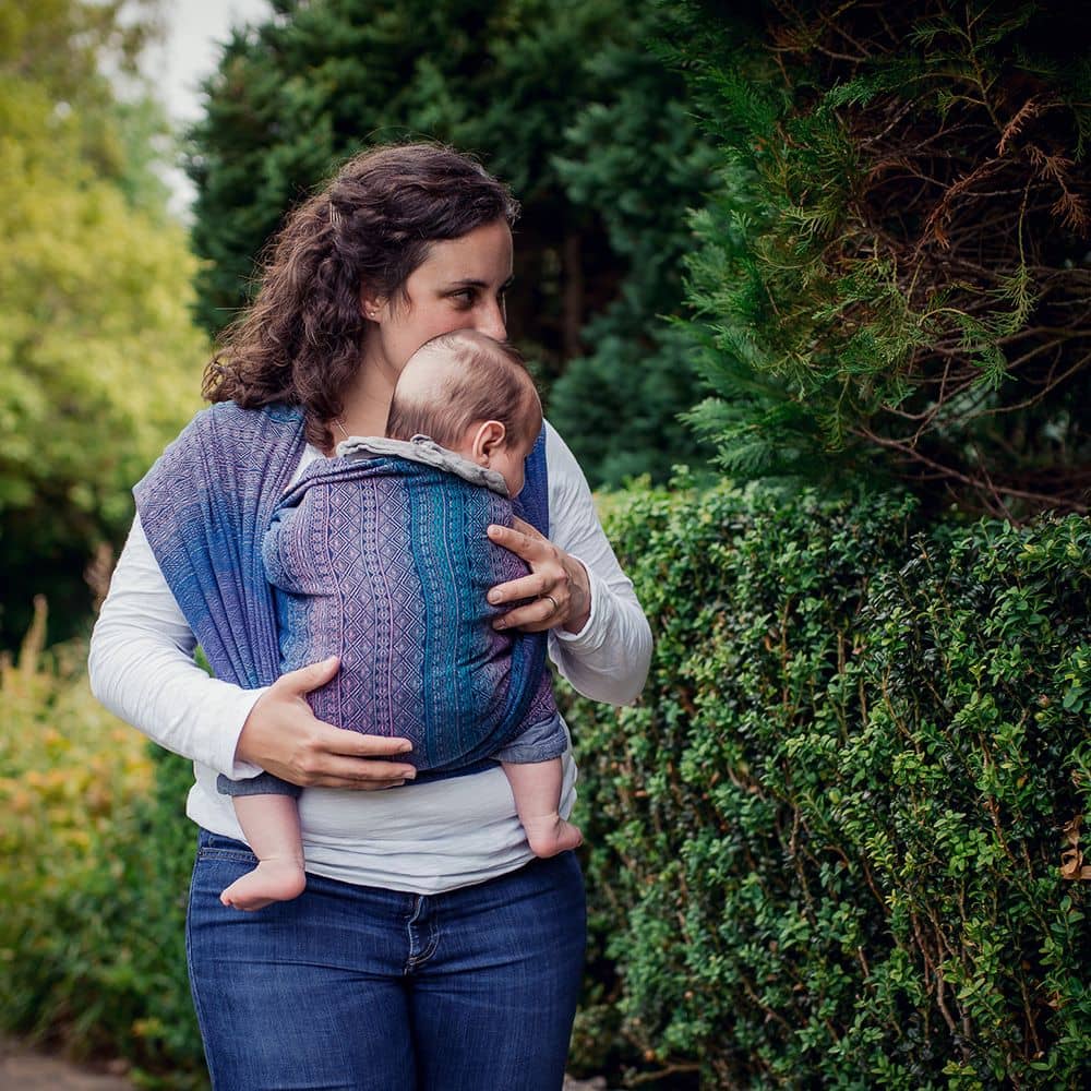 Babytragetuch Prima Sole occidente, blau | violett | rosa, Material: BW - reine Baumwolle, Größe: 5 DIDYMOS