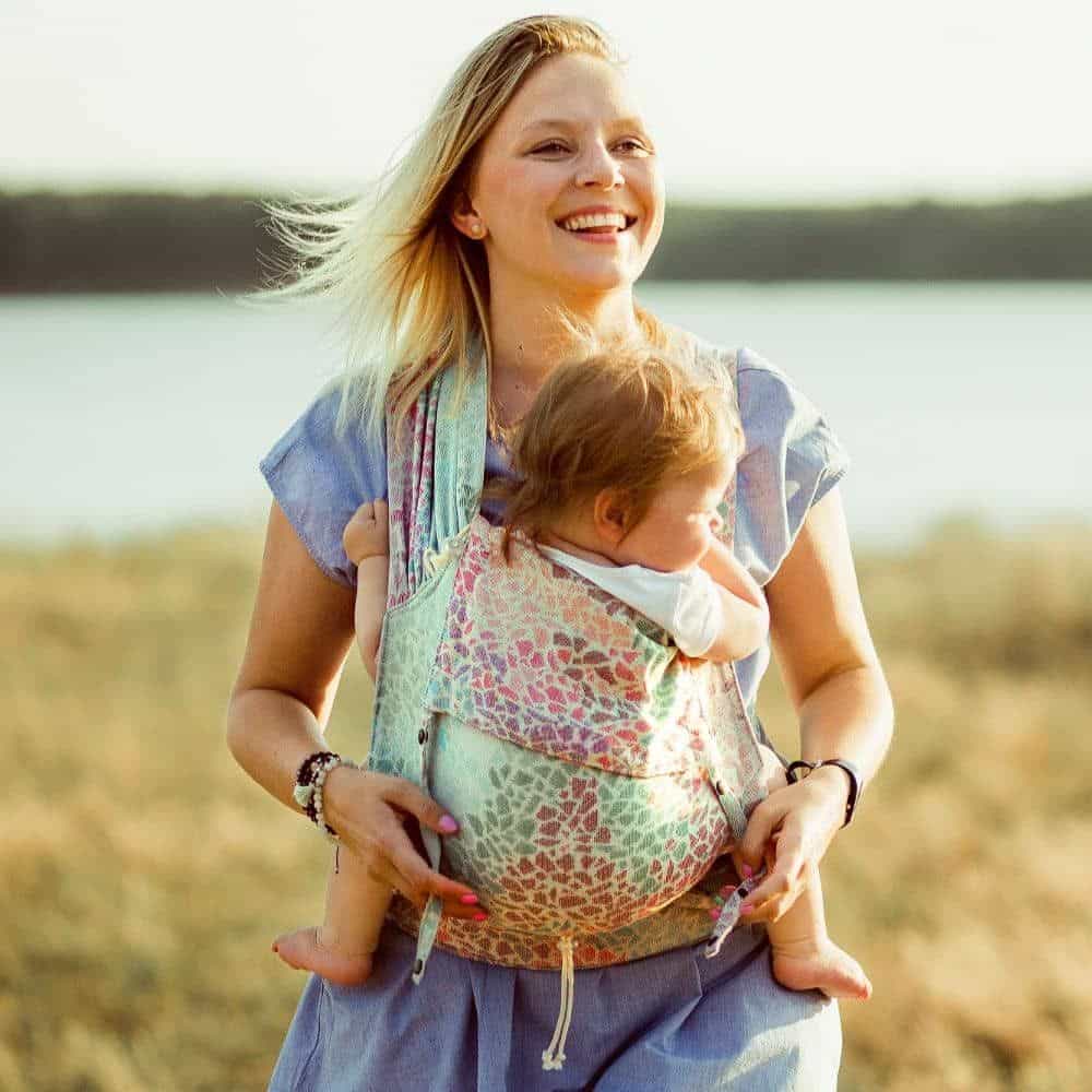 Halfbuckle Babytrage 3,5-20kg DidyKlick Sommermosaik, Material: BW - reine Baumwolle, Größe: Sommermosaik DIDYMOS