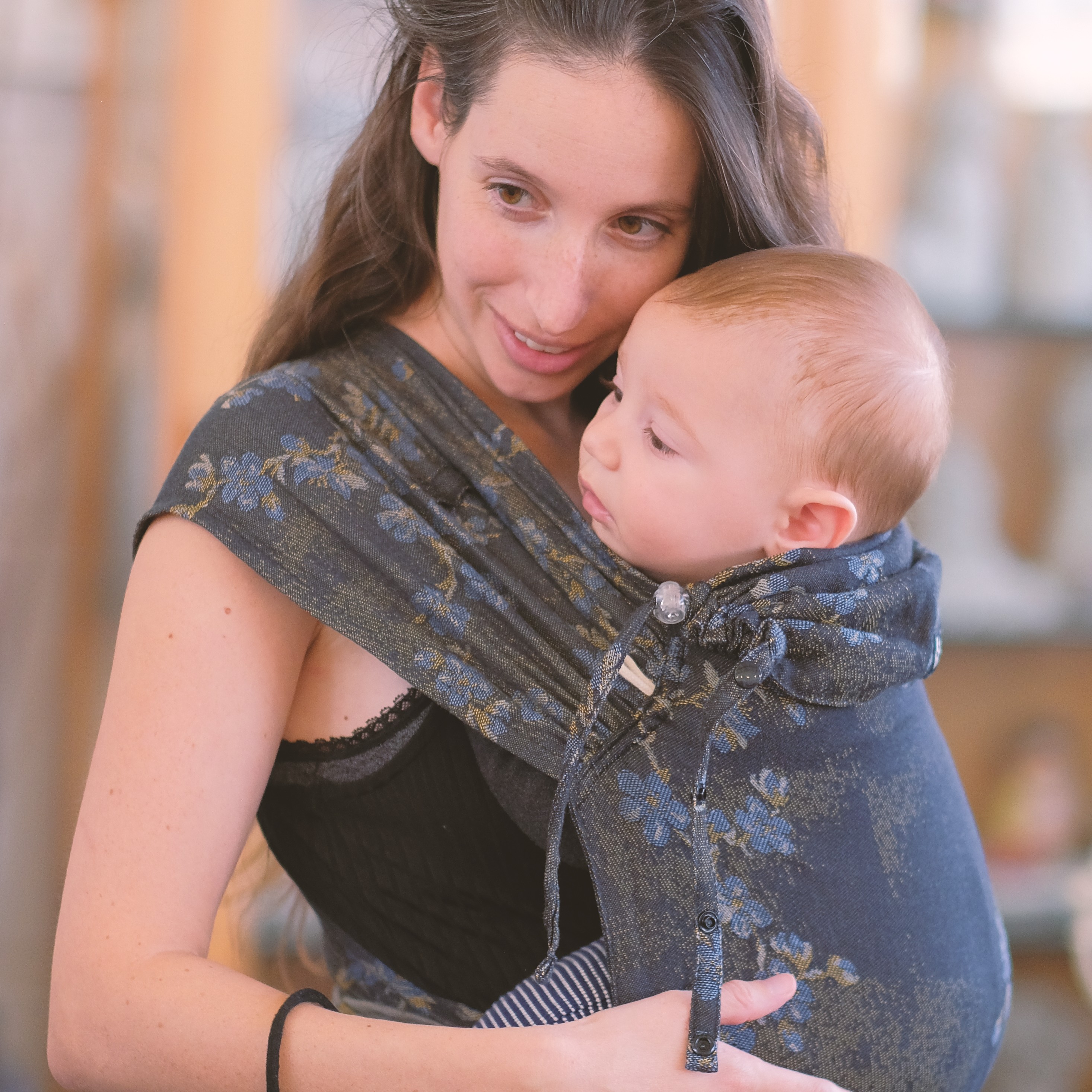 Halfbuckle Babytrage 3,5-20kg DidyKlick Blaue Blüte, Material: BW - reine Baumwolle, Größe: Blaue Blüte DIDYMOS