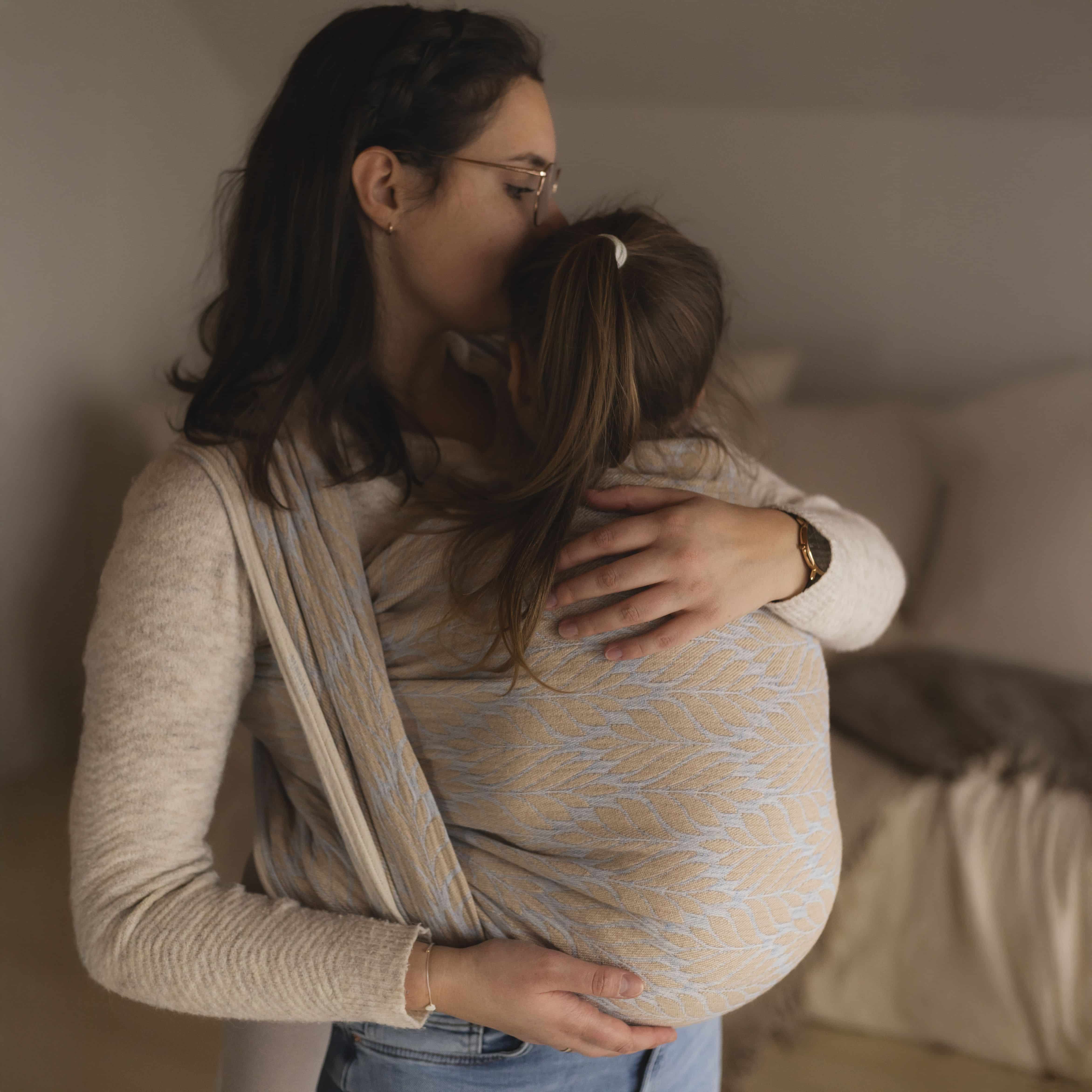 Babytragetuch Trias Nebeltau Leinen, natur | hellblau, Material: mit Leinen, Größe: 7 DIDYMOS