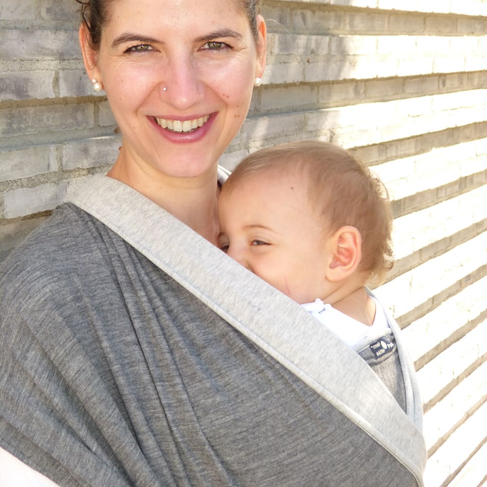 Babytragetuch Jersey Doubleface Wolle/Baumwolle, schwarz | silbergrau, Material: mit Wolle, Größe: 6 DIDYMOS