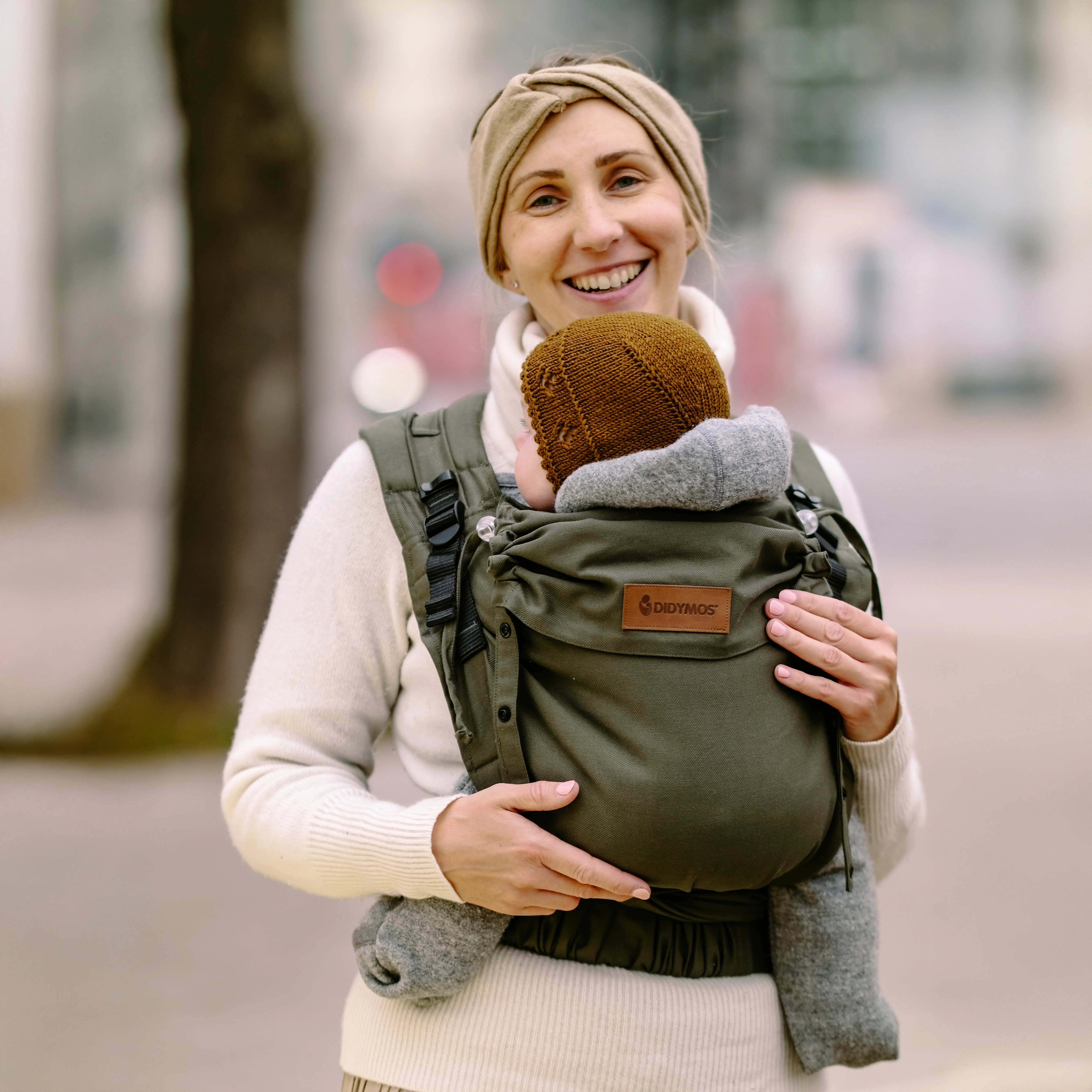 Halfbuckle Babytrage 3,5-20kg DidyFlow Babytrage Olive, Material: BW - reine Baumwolle, Größe: Olive DIDYMOS