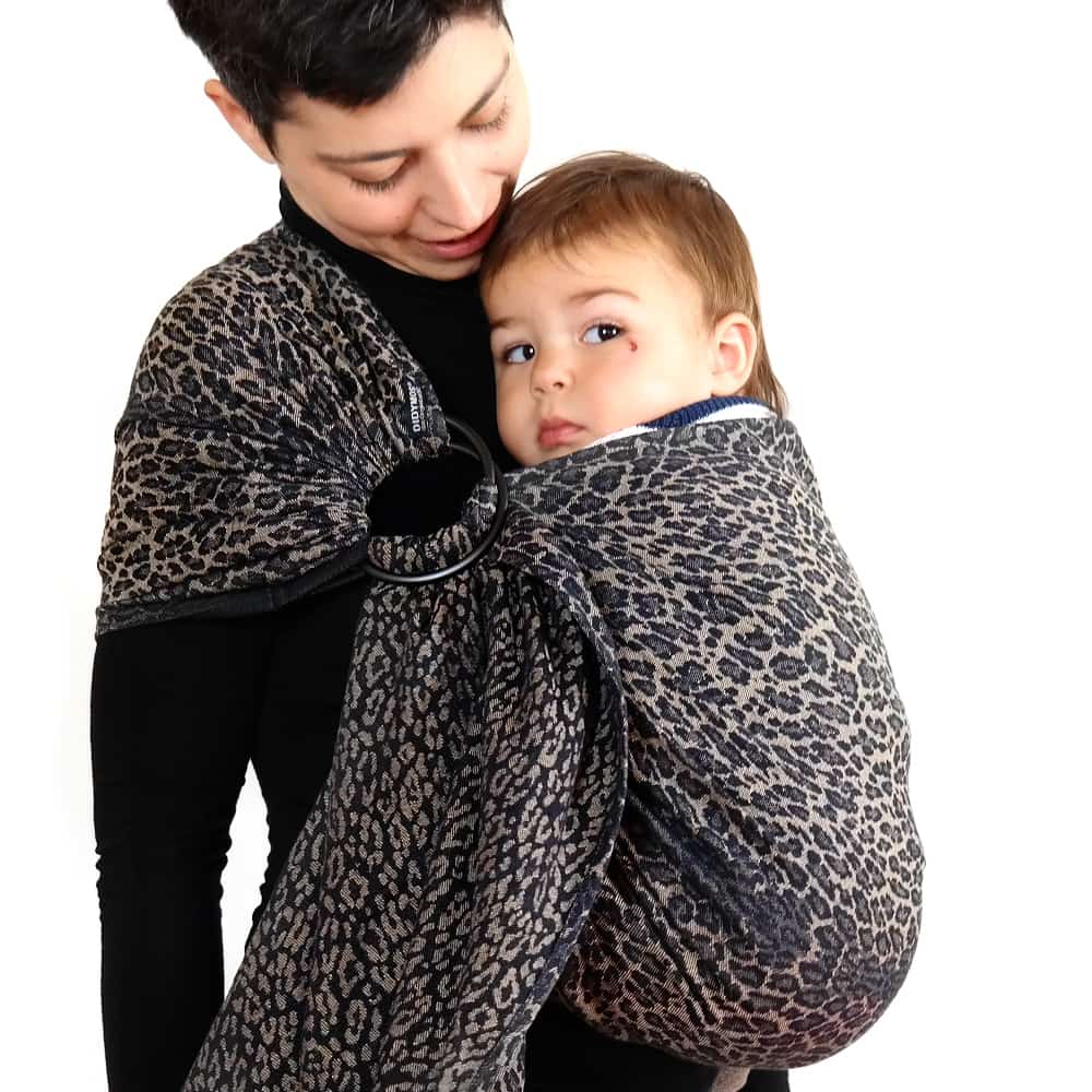 DidySling Leo, schwarz | gold | anthrazit, Material: BW - reine Baumwolle, Größe: 1R DIDYMOS