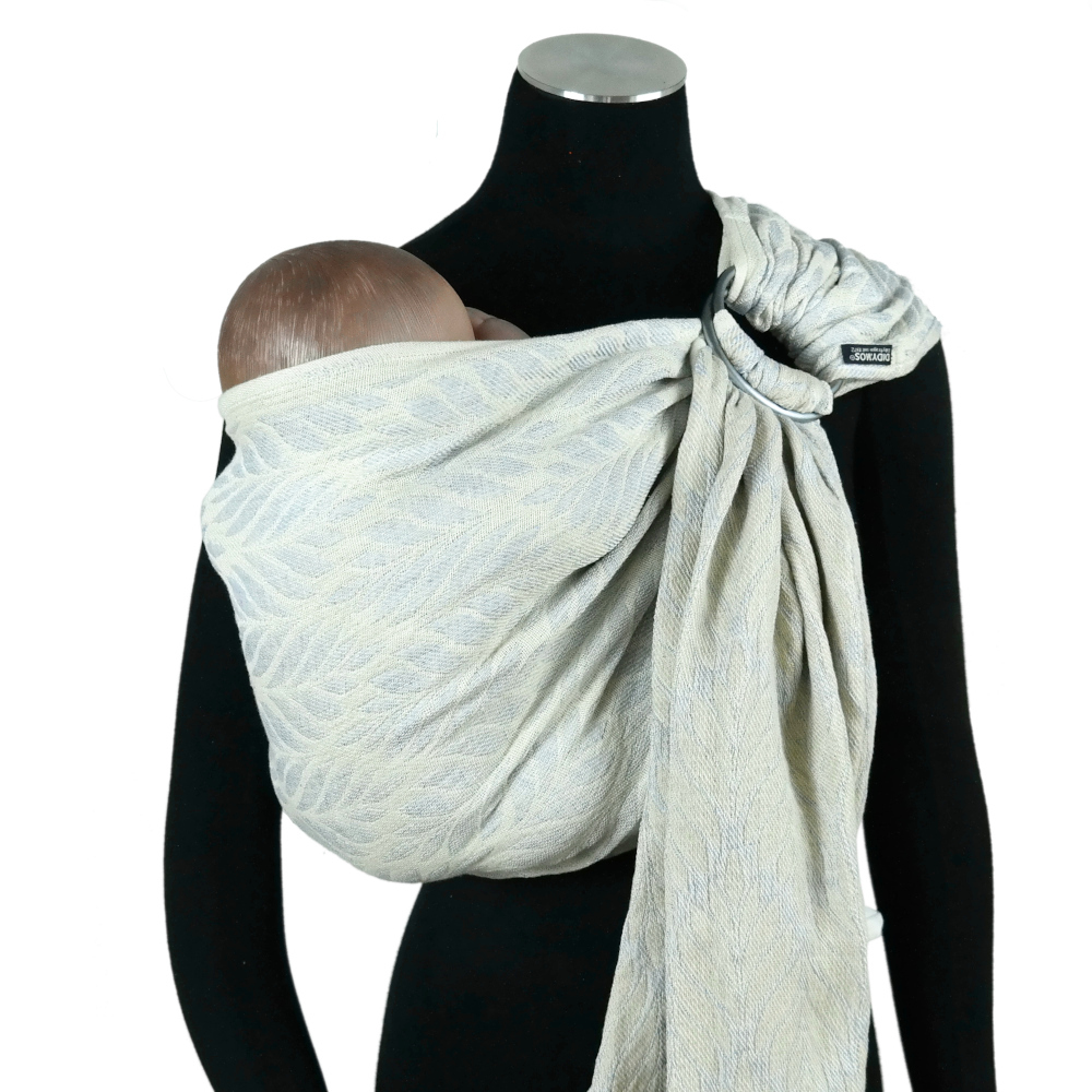 DidySling Trias Nebeltau Leinen, Gr. 1R, natur | hellblau, Material: mit Leinen DIDYMOS