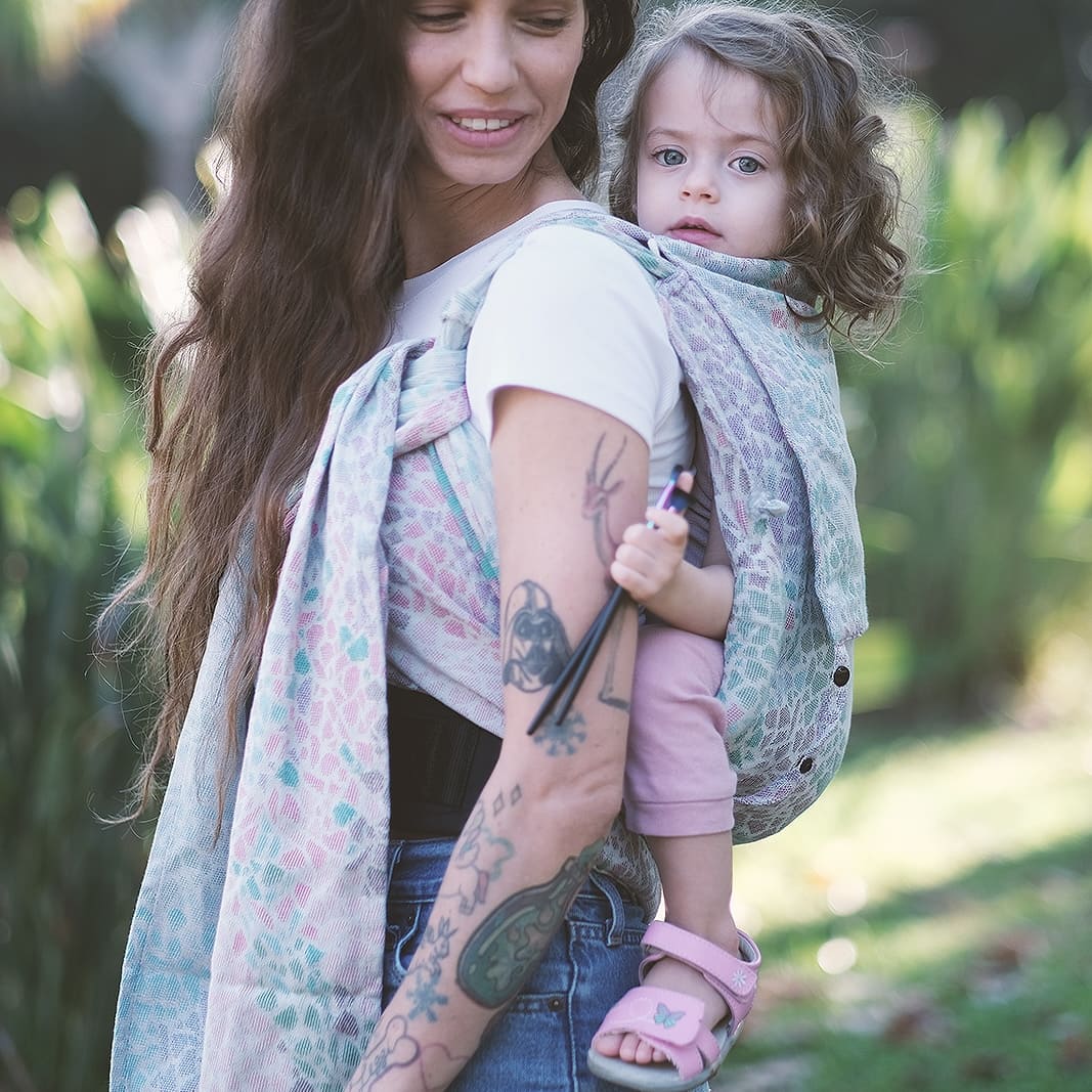 Halfbuckle Trage Kleinkind 7-25kg DidyKlick Toddler Sommermosaik, Material: BW - reine Baumwolle, Größe: Sommermosaik DIDYMOS