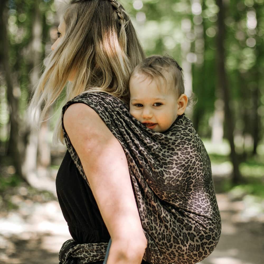 Babytragetuch Leo, schwarz | gold | anthrazit, Material: BW - reine Baumwolle, Größe: 4 DIDYMOS